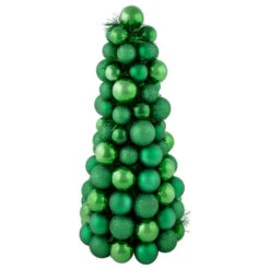 Northlight 3-Finish Shatterproof Ball Christmas Tree With Tinsel - 15.75" - Green
