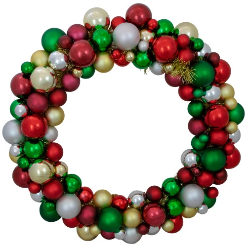 Northlight Traditional Colors 2-Finish Shatterproof Ball Christmas Wreath, 36-Inch 1 Northlight Traditional Colors 2-Finish Shatterproof Ball Christmas Wreath, 36-Inch