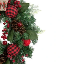 Northlight Pine Artificial Christmas Wreath With Bows And Plaid Ornaments - 24" - Unlit 7 Northlight Pine Artificial Christmas Wreath With Bows And Plaid Ornaments - 24" - Unlit -Northlight Sale Store northlight sm94095 2 14410.1664898921