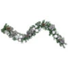 Northlight 6' Frosted Pine Artificial Christmas Garland With Striped Bows And Ornaments
