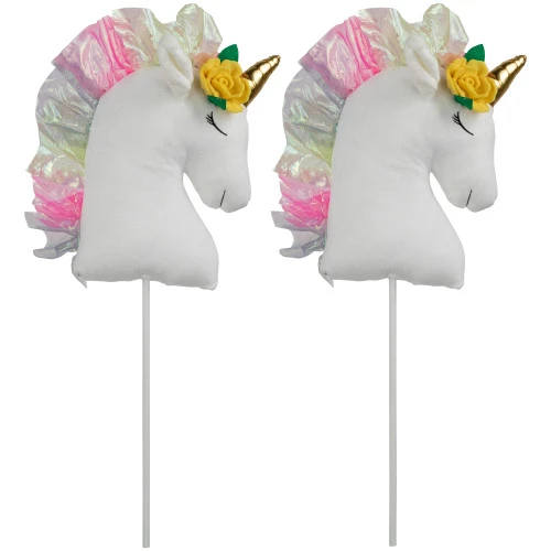 Northlight Plush Rainbow Unicorn Christmas Picks - 24" - Set Of 2 4 Northlight Plush Rainbow Unicorn Christmas Picks - 24" - Set Of 2 - Image 4