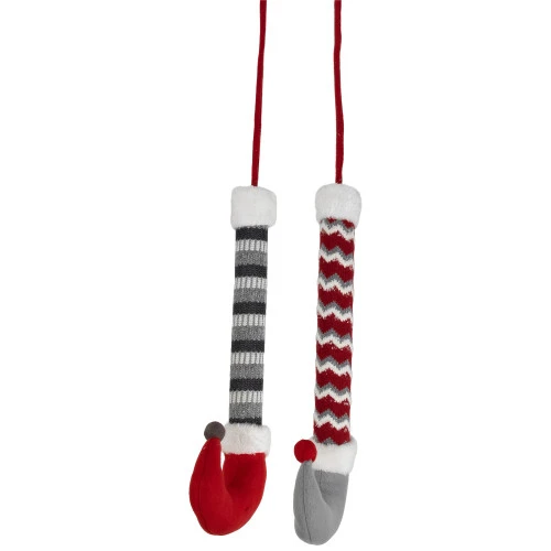Northlight Set Of 2 Gray And Red Plush Elf Leg Christmas Picks 30" 1 Northlight Set Of 2 Gray And Red Plush Elf Leg Christmas Picks 30"