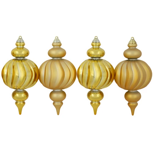 Northlight Commercial Size Shatterproof 2-Finish Finial Christmas Ornaments - Gold -10" - 4ct 2 Northlight Commercial Size Shatterproof 2-Finish Finial Christmas Ornaments - Gold -10" - 4ct - Image 2