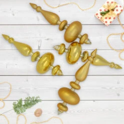Northlight Commercial Size 2-Finish Christmas Finial Shatterproof Ornaments - Gold -12" - 4ct