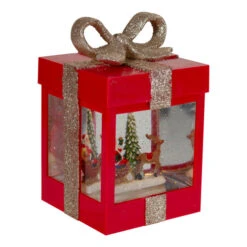 Northlight 7" Lighted Red Gift Box Christmas Snow Globe With Santa And Reindeer -Northlight Sale Store northlight sr91082 1 75853.1611374210