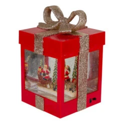 Northlight 7" Lighted Red Gift Box Christmas Snow Globe With Santa And Reindeer -Northlight Sale Store northlight sr91082 3 64440.1611374210