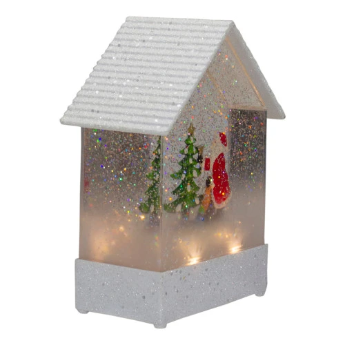 Northlight 8.25" White And Red House Shaped Christmas Snow Globe 2 Northlight 8.25" White And Red House Shaped Christmas Snow Globe - Image 2