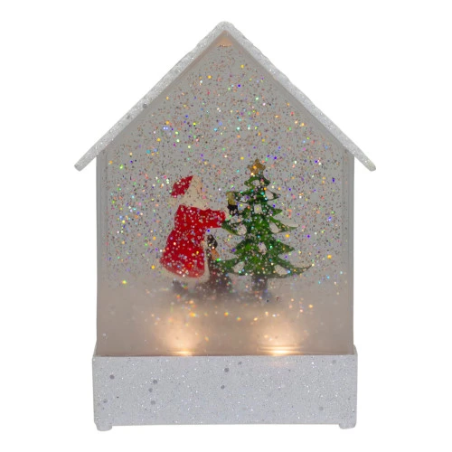 Northlight 8.25" White And Red House Shaped Christmas Snow Globe 3 Northlight 8.25" White And Red House Shaped Christmas Snow Globe - Image 3
