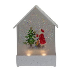 Northlight 8.25" White And Red House Shaped Christmas Snow Globe