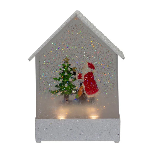 Northlight 8.25" White And Red House Shaped Christmas Snow Globe 1 Northlight 8.25" White And Red House Shaped Christmas Snow Globe