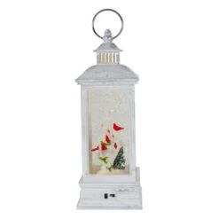 Brushed Christmas Cardinals Snow Globe Lantern - 11" - White And Silver -Northlight Sale Store northlight sr91096 2 48060.1618414096