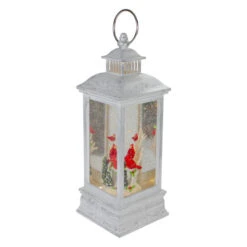 Brushed Christmas Cardinals Snow Globe Lantern - 11" - White And Silver -Northlight Sale Store northlight sr91096 3 85364.1606358260