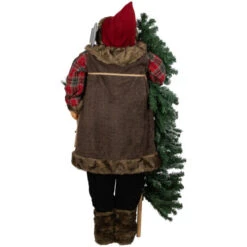 Northlight Standing Woodland Santa Claus With Flocked Alpine Tree Commercial Christmas Figure - 5' -Northlight Sale Store northlight tj38548 04 12154.1693409636
