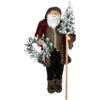 Northlight Santa Claus With Flocked Alpine Tree And Wreath Commercial Christmas Figure - 5'