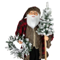 Northlight Santa Claus With Flocked Alpine Tree And Wreath Commercial Christmas Figure - 5' -Northlight Sale Store northlight tj38551 5 updated 50229.1678445056
