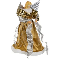 Northlight 12" Metallic Bronze And Silver Sequined Angel Christmas Tree Topper, Unlit -Northlight Sale Store northlight tj99307 03 36972.1693409626