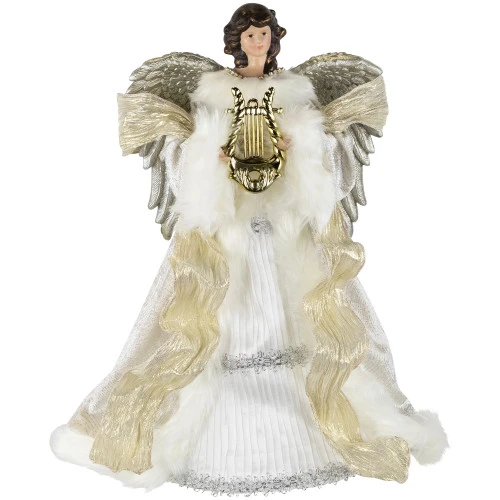18" White And Silver Angel Christmas Tree Topper, Unlit 1 18" White And Silver Angel Christmas Tree Topper, Unlit