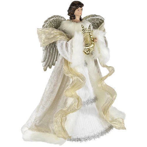 18" White And Silver Angel Christmas Tree Topper, Unlit 4 18" White And Silver Angel Christmas Tree Topper, Unlit - Image 4