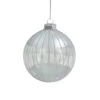Northlight 4" Clear And Silver Glitter Striped Glass Christmas Ball Ornament
