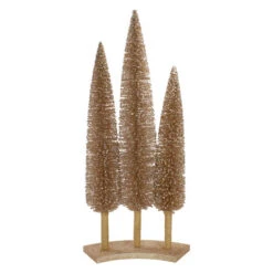 Northlight Sisal Christmas Trees Decor - 25" - Rose Gold - Set Of 3