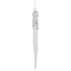 Northlight 9" Clear Glass Sequined And Beaded Icicle Christmas Ornament