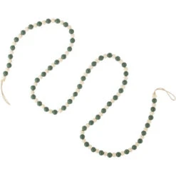 Northlight 6' Green And Cream Wooden Beads Christmas Garland, Unlit