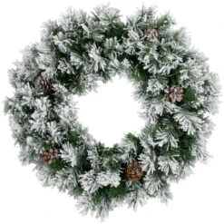 Northlight Snowy Flocked Angel Pine With Pine Cones Artificial Christmas Wreath - 36" - Unlit