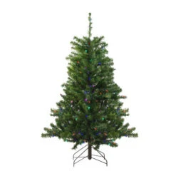 4' Pre-Lit Medium Canadian Pine Artificial Christmas Tree - Multicolor LED Lights