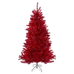 Northlight 6' Metallic Red Tinsel Artificial Christmas Tree - Unlit