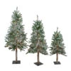 Northlight Set Of 3 Pre-Lit Flocked Alpine Artificial Christmas Trees 5' - Multi Lights