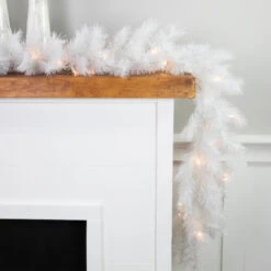 9' X 14" Pre-Lit White Alaskan Pine Artificial Christmas Garland, Warm White LED Lights -Northlight Sale Store northlight v94180 styled 3 86468.1684933374