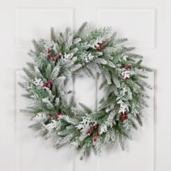 Northlight Real Touchâ„¢? Flocked Wind River Fir With Berries Artificial Christmas Wreath - 24" - Unlit