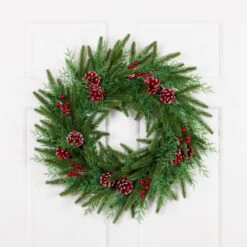 Northlight Real Touchâ„¢? Wind River Fir With Glittered Pinecones Artificial Christmas Wreath - 24" - Unlit