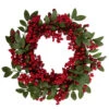 Lush Berry And Leaf Artificial Christmas Wreath, 18-Inch, Unlit