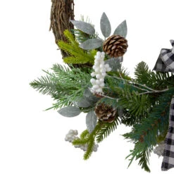 Northlight Plaid Bow And Winter Foliage Artificial Christmas Twig Wreath - 23-inch, Unlit -Northlight Sale Store northlight vm26565 1 56053.1659734617