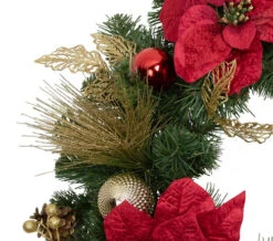 Poinsettias And Ball Ornaments Artificial Christmas Wreath - 24-Inch, Unlit -Northlight Sale Store northlight vm89300 newcloseup 23012.1723684243