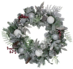 Northlight Frosted Cedar And Berries Artificial Christmas Wreath - 24-Inch, Unlit