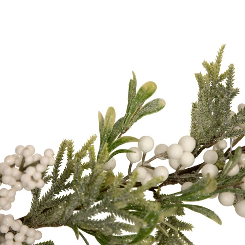 Northlight 5' X 10" White Berry And Frosted Pine Christmas Garland, Unlit 3 Northlight 5' X 10" White Berry And Frosted Pine Christmas Garland, Unlit - Image 3