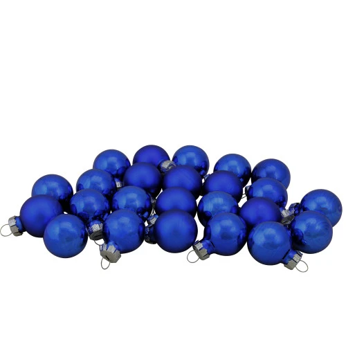 24ct Blue Glass 2-Finish Christmas Ball Ornaments 1" (25.25mm) 1 24ct Blue Glass 2-Finish Christmas Ball Ornaments 1" (25.25mm)