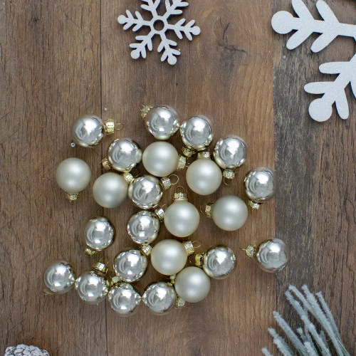 24ct Shiny And Matte Champagne Gold Glass Ball Christmas Ornaments 1" (25mm) 2 24ct Shiny And Matte Champagne Gold Glass Ball Christmas Ornaments 1" (25mm) - Image 2
