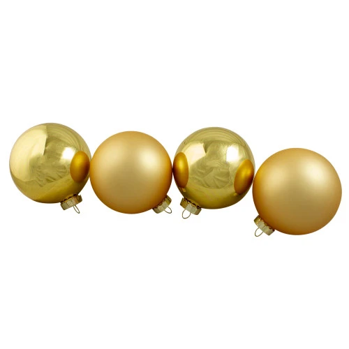 Northlight 4ct Gold Glass 2-Finish Christmas Ball Ornaments 4" (100mm) 1 Northlight 4ct Gold Glass 2-Finish Christmas Ball Ornaments 4" (100mm)