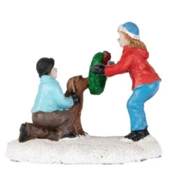 Northlight Children With Dog And Wreath Christmas Village Display Piece - 6" -Northlight Sale Store northlight xh93264 5 69103.1672391419