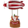 Musical And Animated Blimp And Santa Christmas Decoration - 8.5" - Red And White