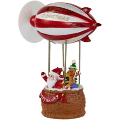 Musical And Animated Blimp And Santa Christmas Decoration - 8.5" - Red And White -Northlight Sale Store northlight xh99390 4 75357.1701793920