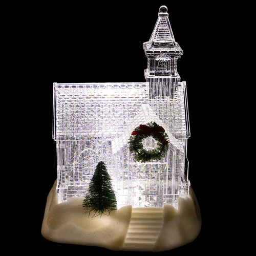 LED Lighted Icy Crystal Glitter Snow Globe Christmas House - 9" 3 LED Lighted Icy Crystal Glitter Snow Globe Christmas House - 9" - Image 3