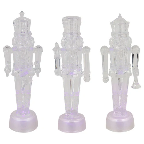 LED Lighted Icy Crystal Nutcracker Christmas Figures - 7.5" - Multicolor Lights -Set Of 3 1 LED Lighted Icy Crystal Nutcracker Christmas Figures - 7.5" - Multicolor Lights -Set Of 3