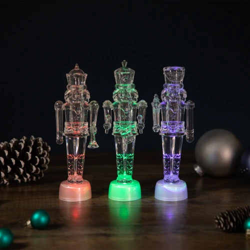 LED Lighted Icy Crystal Nutcracker Christmas Figures - 7.5" - Multicolor Lights -Set Of 3 2 LED Lighted Icy Crystal Nutcracker Christmas Figures - 7.5" - Multicolor Lights -Set Of 3 - Image 2