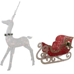 Northlight 51" Lighted White Reindeer With Sleigh Christmas Decoration -Northlight Sale Store northlight y93946 2 01850.1680285445