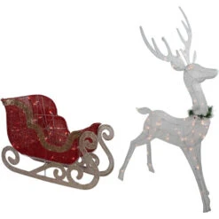 Northlight 51" Lighted White Reindeer With Sleigh Christmas Decoration -Northlight Sale Store northlight y93946 3 61387.1680285445