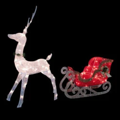 Northlight 51" Lighted White Reindeer With Sleigh Christmas Decoration -Northlight Sale Store northlight y93946 on20black 02579.1680285443